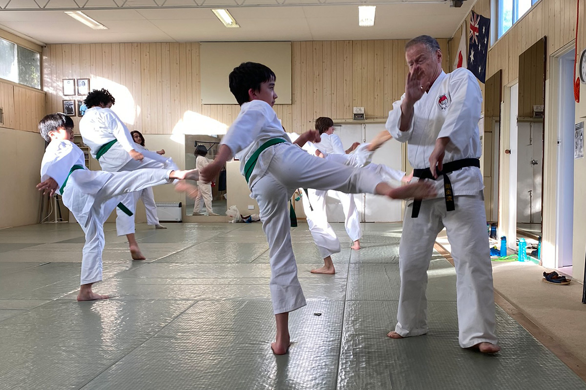 Kids training karate